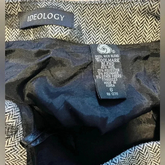 IDEOLOGY Wool Herringbone Tweed Mod Flower Mermaid Skirt Ruffled - Picture 3 of 4